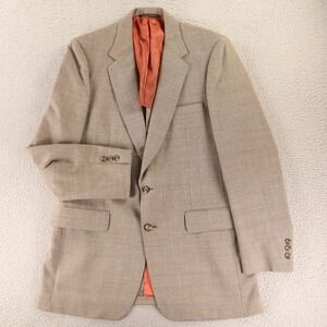 VTG Kingsridge Jacket 40R M Beige Nailshead 100% Wool Blazer Sport Coat